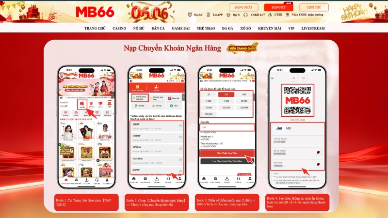 Hướng Dẫn Nạp Chuyển Khoản Ngân Hàng MB66